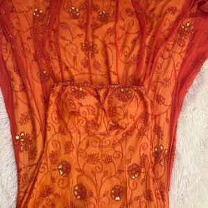 beaded mesh maxi dress